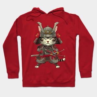 Japanese Samurai Cat Funny Parody Japanese Anime Hoodie